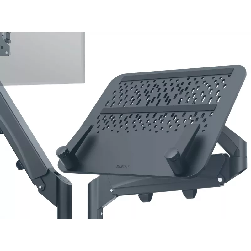 Leitz Ergo Space Saving Dual Monitor & Laptop Arm, Clamp/Grommet, 18 kg, 43.2 cm (17 collas), 81.3 cm (32 collas), 100 x 100 mm, tumši pelēks