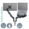 Leitz Ergo Space Saving Dual Monitor & Laptop Arm, Clamp/Grommet, 18 kg, 43.2 cm (17 collas), 81.3 cm (32 collas), 100 x 100 mm, tumši pelēks