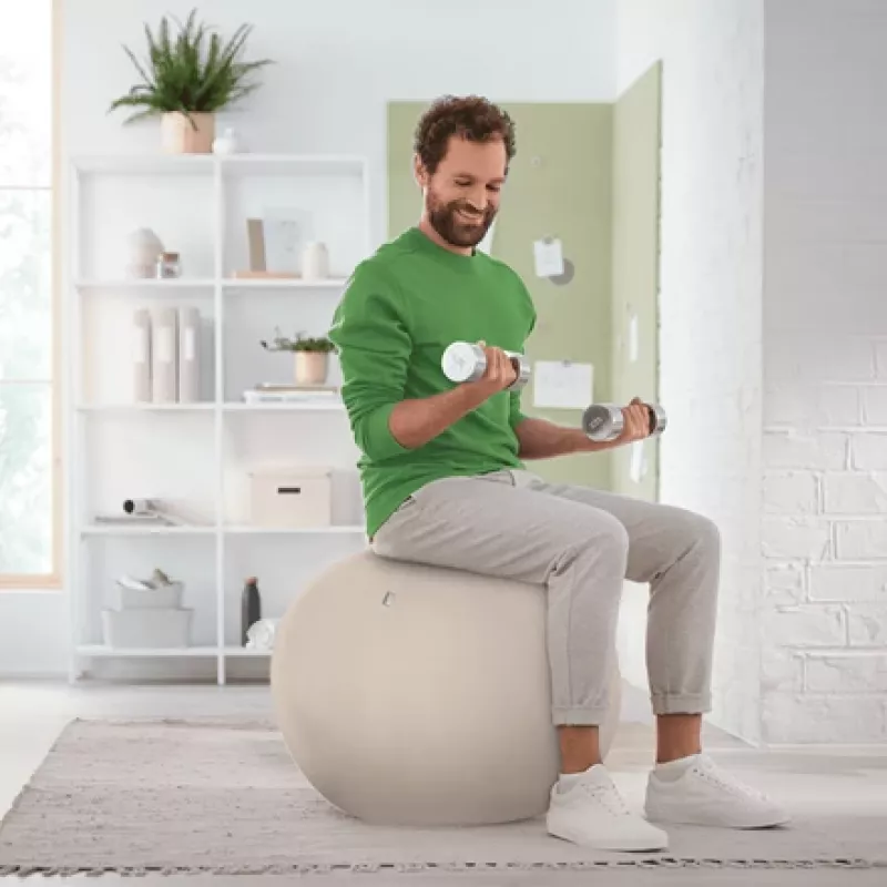 Leitz Ergo aktīvā sēdbumba ar apturēšanas funkciju 65 cm, pelēka, pilna izmēra, 150 kg, pieaugušajiem, pieaugušo, TÜV