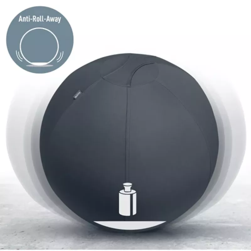 Leitz Ergo aktīvā sēdbumba ar aiztures funkciju 65 cm, pelēka, pilna izmēra, 150 kg, TÜV, 65 cm, 2,87 kg