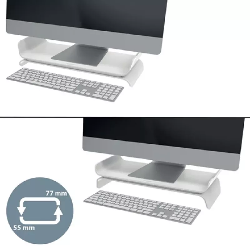 Leitz Ergo Regulējams Monitora Statīvs, Brīvstāvošs, 68,6 cm (27 collas), Augstuma regulēšana, Pelēks