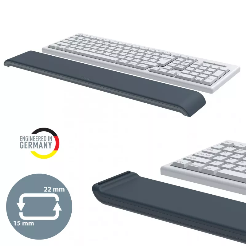 Leitz Ergo regulējams tastatūras plaukstu balsts, tumši pelēks, 71 mm, 437 mm, 22 mm, 1 gab.
