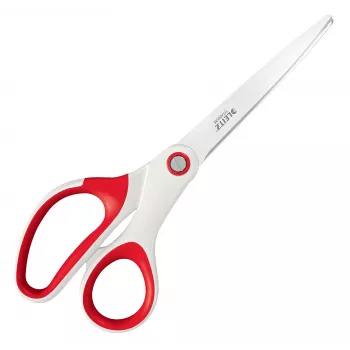 Leitz WOW Titanium Office Scissors 205 mm, pieaugušajiem, taisns griezums, viena, sarkana, balta, nerūsējošais tērauds, biroja šķēres