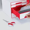 Leitz WOW Titanium Office Scissors 205 mm, pieaugušajiem, taisns griezums, viena, sarkana, balta, nerūsējošais tērauds, biroja šķēres