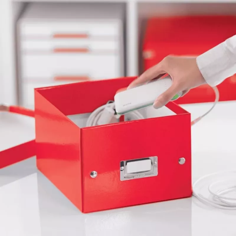Leitz Click & Store WOW mazā glabāšanas kaste, Glabāšanas kaste, Sarkana, Taisnstūrveida, Kartona, Vienkrāsaina, Iekštelpām