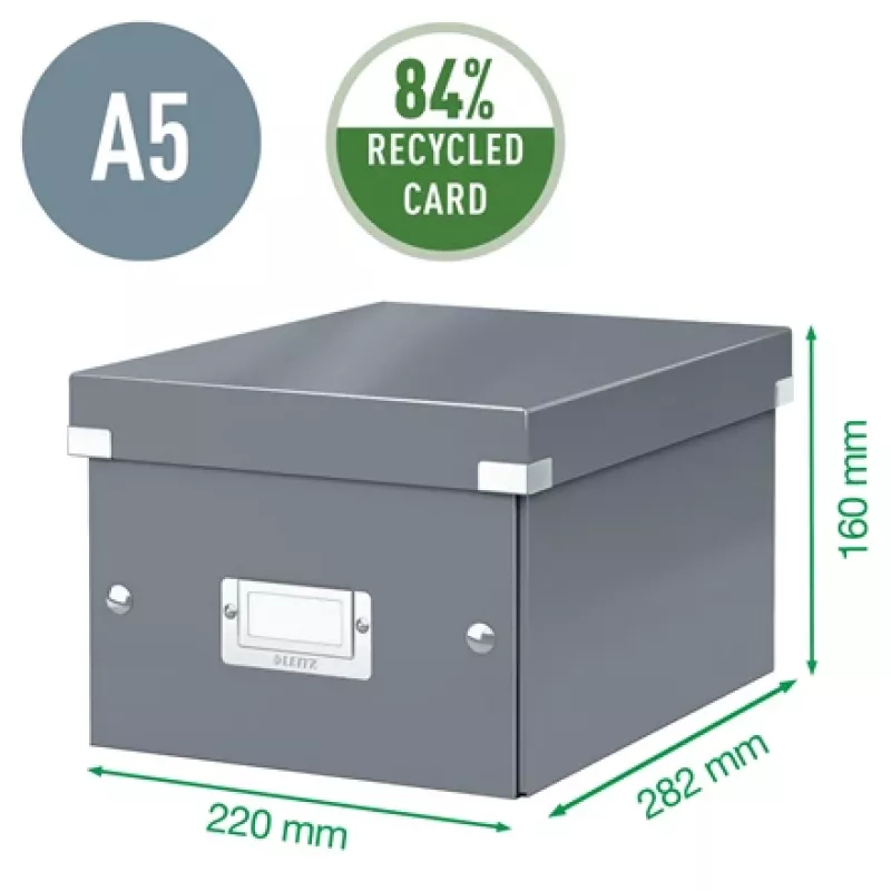 Leitz Click & Store WOW mazā glabāšanas kaste, Glabāšanas kaste, Sarkana, Taisnstūrveida, Kartona, Vienkrāsaina, Iekštelpām