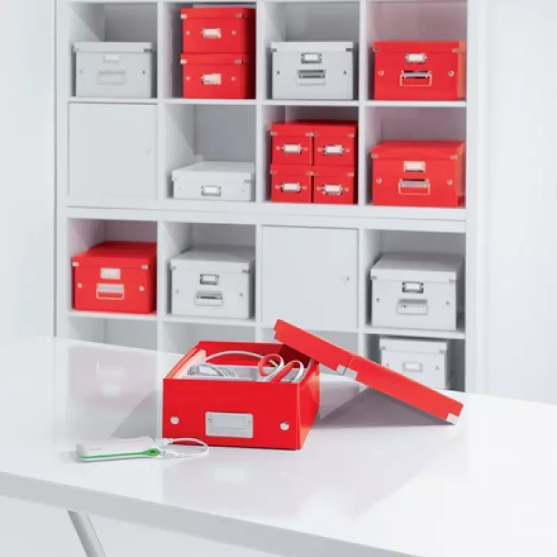 Leitz Click & Store WOW mazā glabāšanas kaste, Glabāšanas kaste, Sarkana, Taisnstūrveida, Kartona, Vienkrāsaina, Iekštelpām