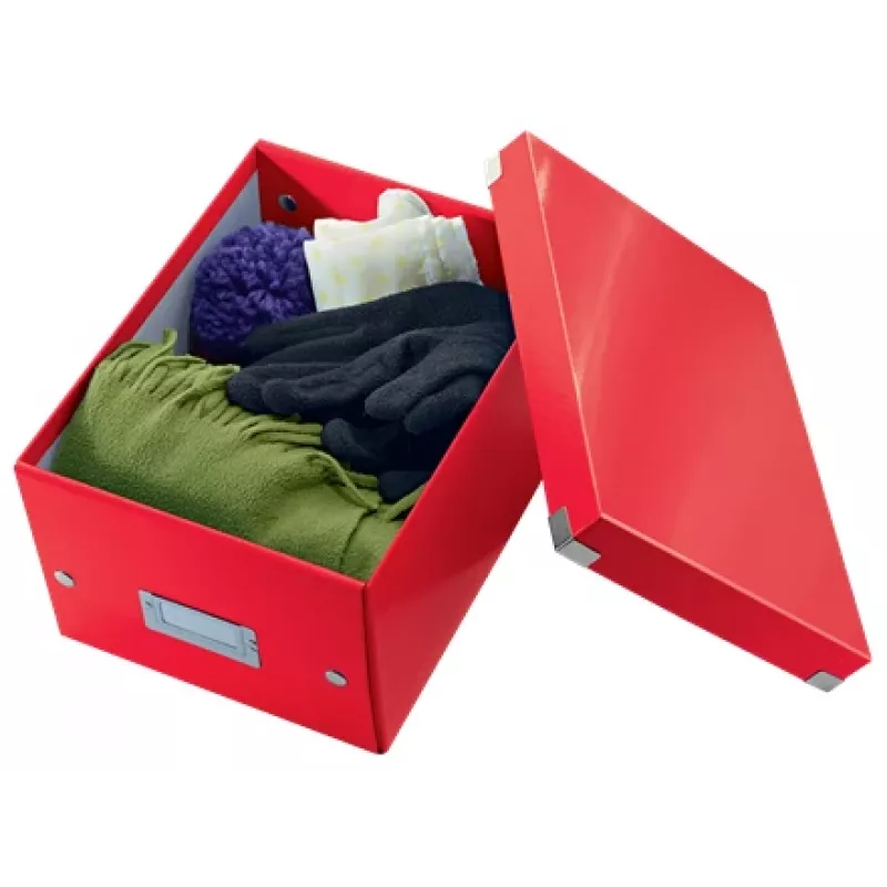 Leitz Click & Store WOW mazā glabāšanas kaste, Glabāšanas kaste, Sarkana, Taisnstūrveida, Kartona, Vienkrāsaina, Iekštelpām