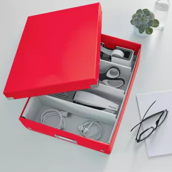 Leitz Click & Store WOW vidēja izmēra organizatora kaste, uzglabāšanas kaste, sarkana, taisnstūrveida, kartons, vienkrāsains, iekštelpām