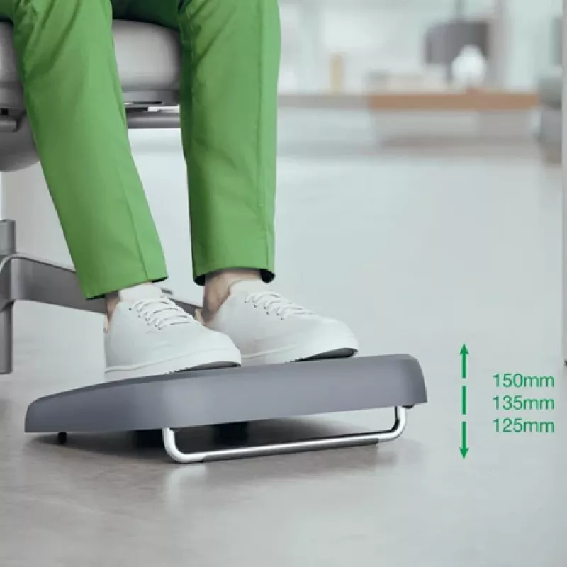 Leitz Ergo regulējams galda kāju balsts, 80% pārstrādātas plastmasas, pelēks, pārstrādāta plastmasa, 34 cm, 42 cm, 340 mm, 420 mm