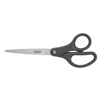 Leitz Titanium šķēres 180 mm, pieaugušajiem, taisns griezums, pelēkas, satīna tērauda, nerūsējošais tērauds, biroja šķēres, polipropilēns