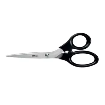 Leitz nerūsējošā tērauda šķēres 200 mm, pieaugušajiem, taisns griezums, atsevišķas, melnas, nerūsējošais tērauds, nerūsējošais tērauds, biroja šķēres