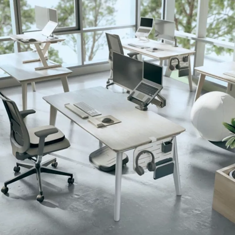 Leitz Ergo nelielais stiprināmais dēliša galda organizators, 42x25 cm, MDF, pārstrādāta plastmasa, gumija, Balts, Skavas stiprinājums, Vēstules, Papīrs, Attēli, 450 x 61 x 330 mm, 450 mm