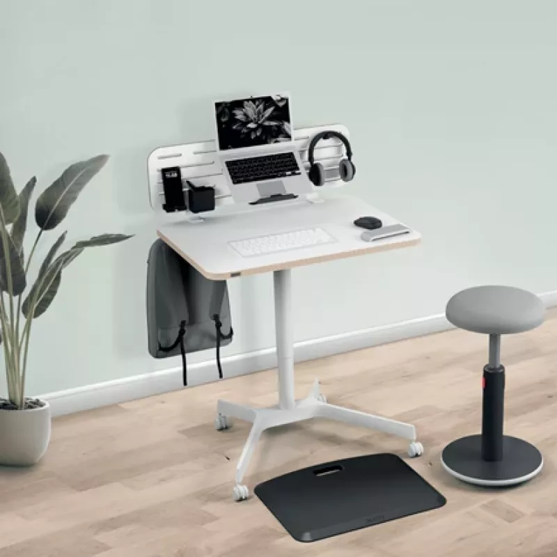 Leitz Ergo nelielais stiprināmais dēliša galda organizators, 42x25 cm, MDF, pārstrādāta plastmasa, gumija, Balts, Skavas stiprinājums, Vēstules, Papīrs, Attēli, 450 x 61 x 330 mm, 450 mm