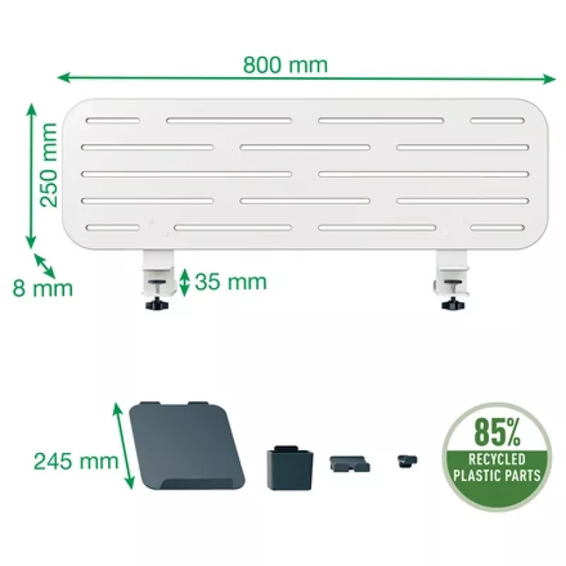 Leitz Ergo perforētās plāksnes galda organizators ar klēpjdatora turētāju, 80x25 cm