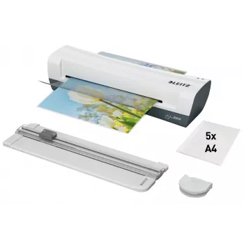 Leitz iLAM Home 4-in-1 A4 laminēšanas ierīces komplekts, 24 cm, karstā laminēšanas ierīce, 300 mm/min, 0.4 mm, A4, 100 µm