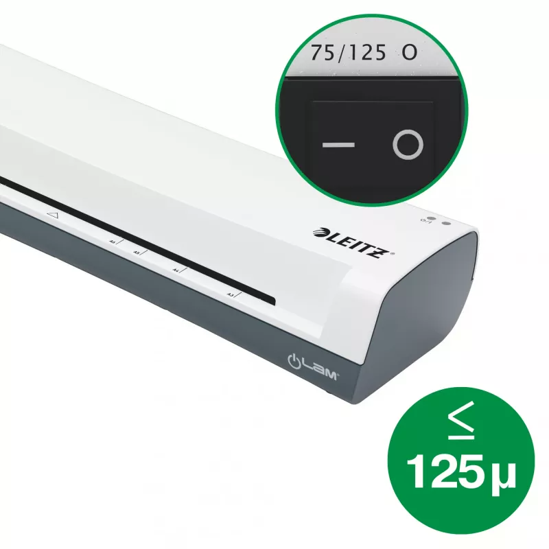Leitz iLAM Home 4-in-1 A4 laminēšanas ierīces komplekts, 24 cm, karstā laminēšanas ierīce, 300 mm/min, 0.4 mm, A4, 100 µm
