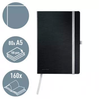 Leitz Style piezīmju grāmatiņa A5, gluda, ar mīksto vāku, vienkrāsains, melna, A5, 80 lapas, 100 g/m², mīkstais vāks
