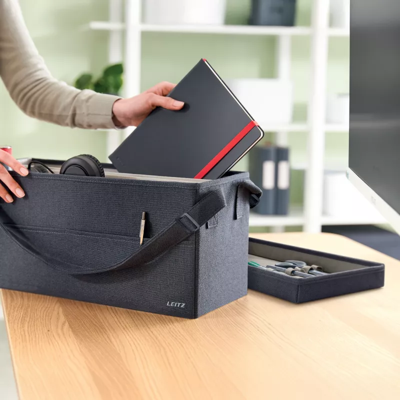 Leitz Fabric Hot Desking darba soma ar vāku, Uzglabāšanas soma, Pelēka, Taisnstūrveida, Audums, Vienkrāsaina, Unisex