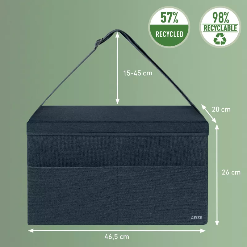 Leitz Fabric Hot Desking darba soma ar vāku, Uzglabāšanas soma, Pelēka, Taisnstūrveida, Audums, Vienkrāsaina, Unisex