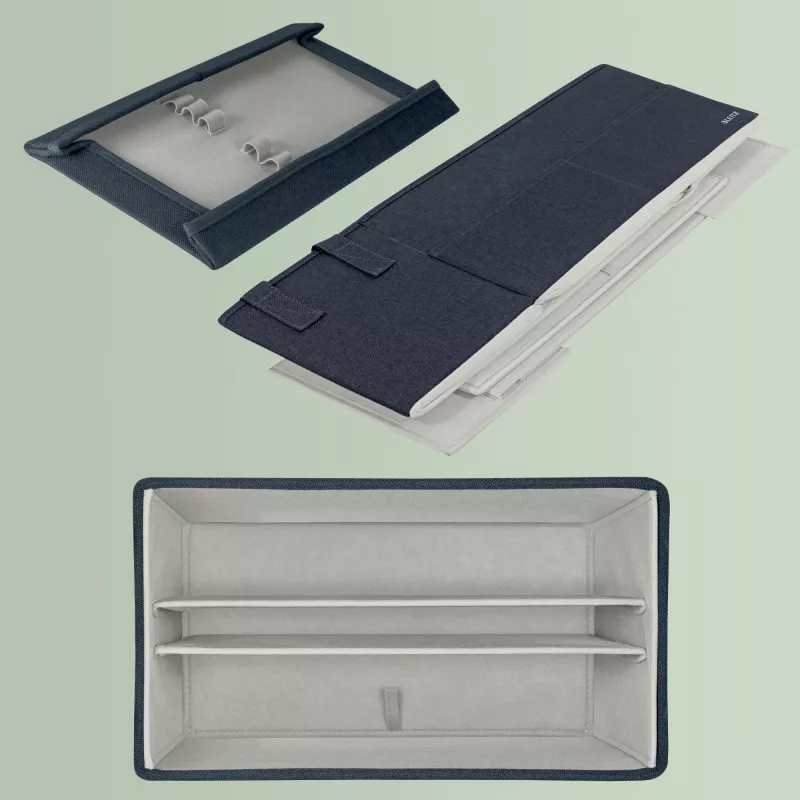 Leitz Fabric Compact Hot Desking Work Bag ar vāku, Uzglabāšanas soma, Pelēka, Taisnstūrveida, Audums, Vienkrāsains, Pieaugušajiem