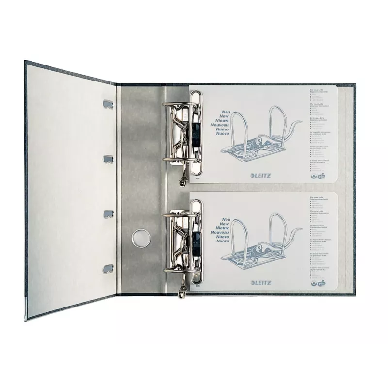 Leitz Double Mechanism Lever Arch File Classic Marbled, 2 x A5, Kartons, Melns, Teksturēta virsma, 1000 loksnes, 80 g/m²