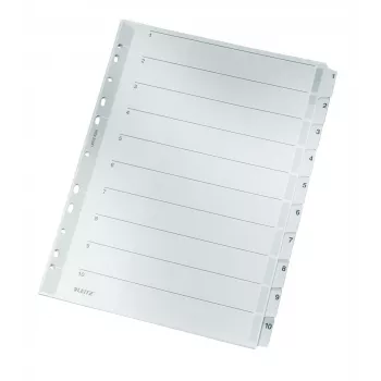 Leitz 43240000 tabulācijas ieliktnis Numeric tab index Kartons, Plastmasa Pelēks