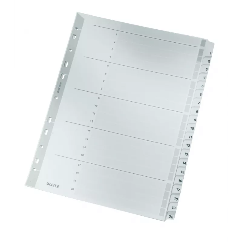 Leitz 43260000 tab indekss Ciparu tab indekss Kartons Pelēks