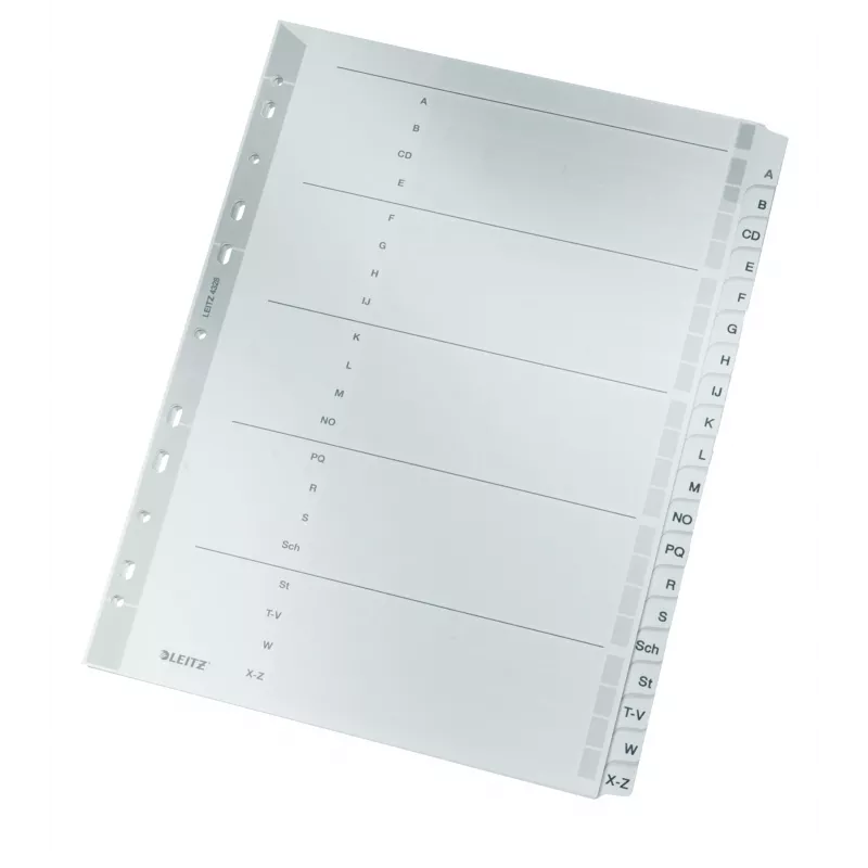 Leitz 43280000 tab index Alfabētiskais nodalījums Kartons Pelēks