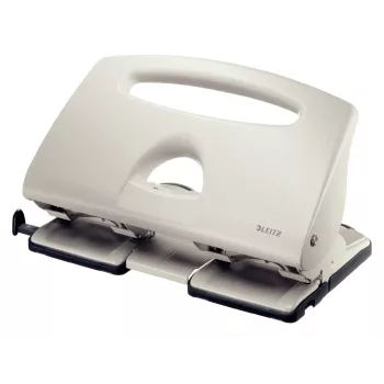 Leitz perforators 5132, 4 caurumu, 40 loksnēm, 40 loksnes, pelēks, alumīnijs, plastmasa, 8 cm, 5,5 mm, A4, A5, A6, Folio, US Quart