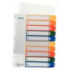 LEITZ Plastmasas indekss, cipari, A4 īpaši plats, 1-10, apdrukājams ar datoru, caurspīdīgs ar krāsainām cilnēm, PP, 10 daļu (1293-00-00)