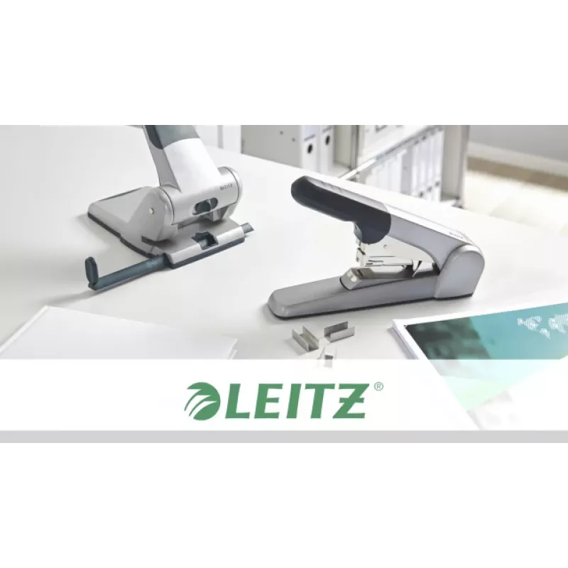 Leitz lieljaudas plakanā skavošanas tipa skavotājs, 60 lapām, pelēks, gaiši pelēks, standarta skavošanas tips, 25/10, 6 cm, 110 skavas