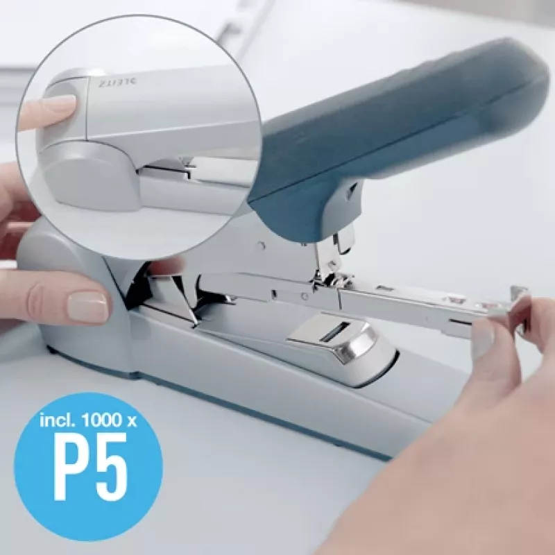 Leitz lieljaudas plakanā skavošanas tipa skavotājs, 60 lapām, pelēks, gaiši pelēks, standarta skavošanas tips, 25/10, 6 cm, 110 skavas