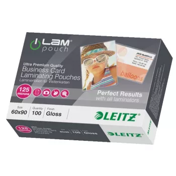 Leitz iLAM spīdīgās laminēšanas kabatas 60 x 90 mm, 125 mikroni, 100 gab. iepakojumā