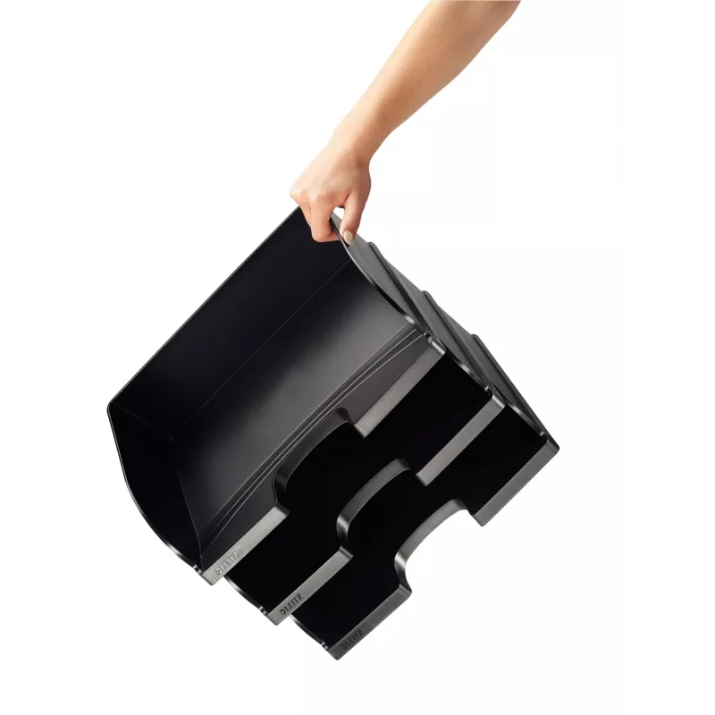 Leitz Letter tray Plus Landscape Jumbo, plastmasa, melna, aploksne, vēstule, piezīme, papīrs, 350 x 103 x 273 mm, 363 x 273 x 103 mm, 400 g