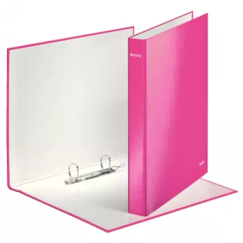 Leitz Ringbinder WOW Laminēta A4+ 2DR/25mm, A4, Kartons, Rožu rozā, Balta, 250 loksnes, 80 g/m²