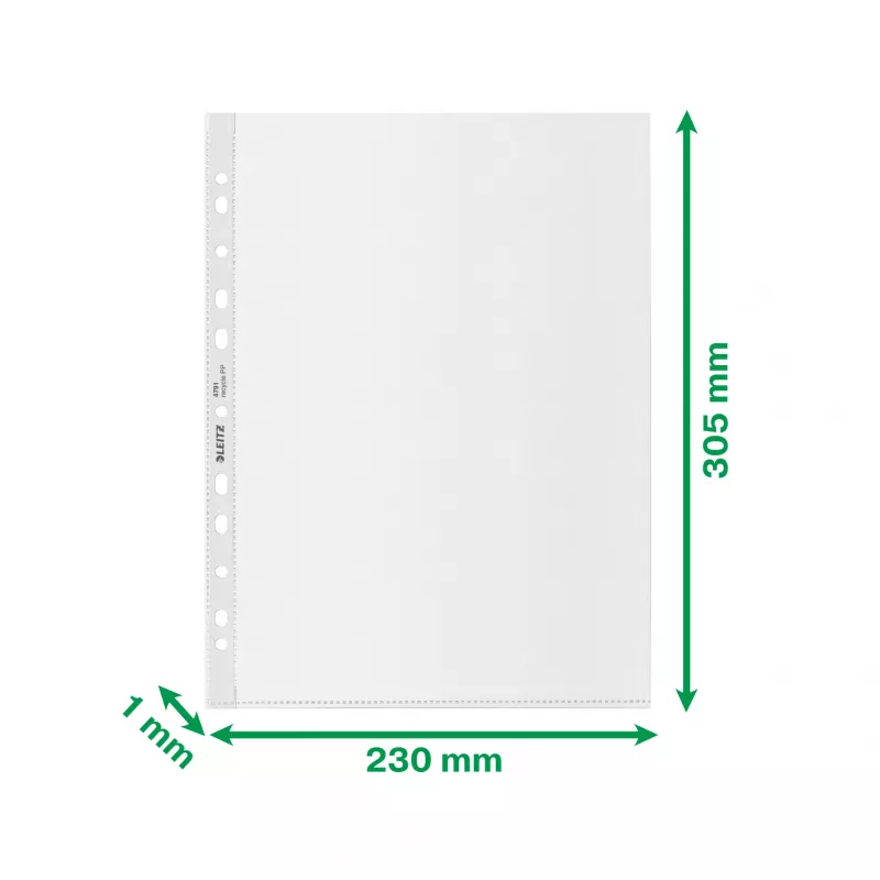 Leitz Recycle A4 kabatiņa, 210 x 297 mm (A4), caurspīdīga, polipropilēns (PP), portrets, 0,1 mm, 230 mm