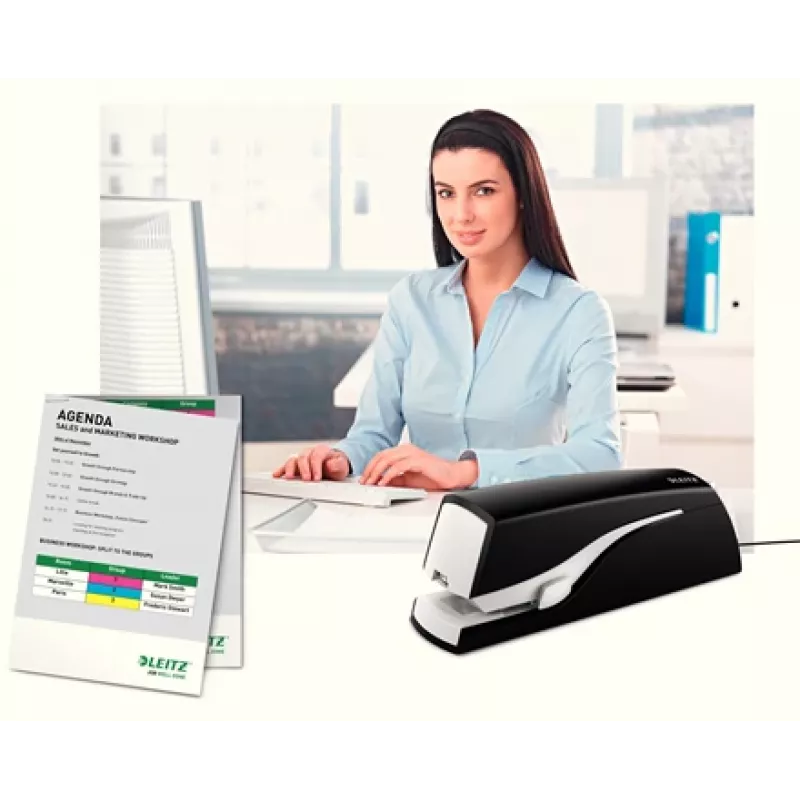 Leitz Electric Stapler 5533 NeXXt plakans Clinch 20 loksnes, 20 loksnes, 200 skavas, 2 cm, 1 cm, Plastmasa, Melns, Balts