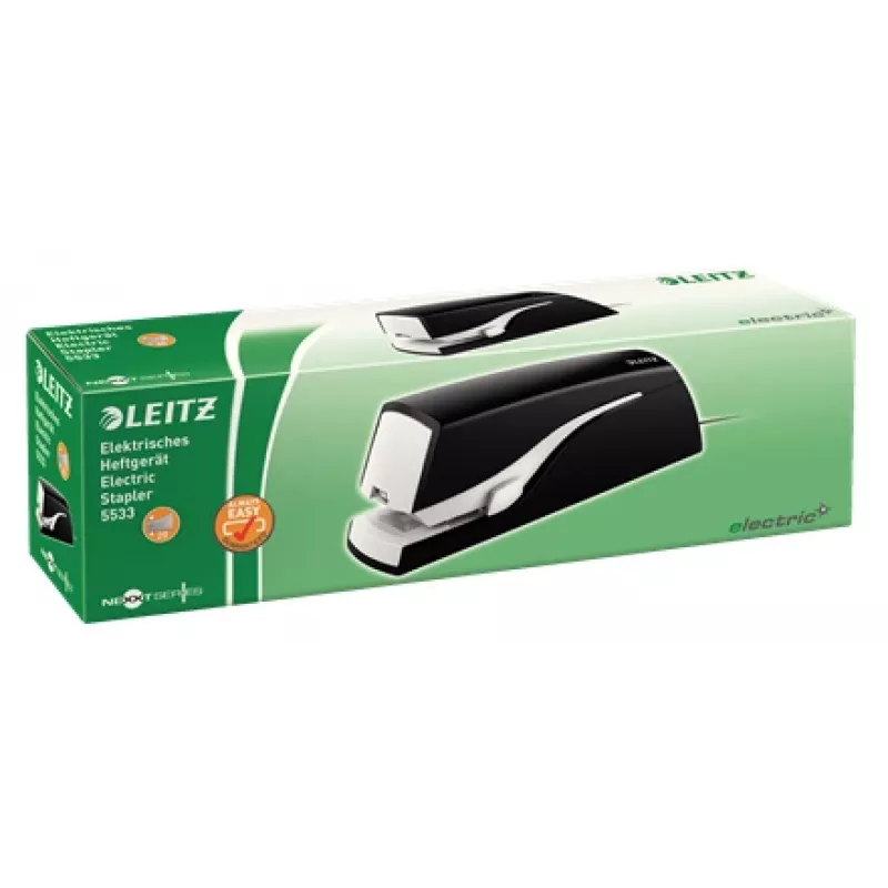Leitz Electric Stapler 5533 NeXXt plakans Clinch 20 loksnes, 20 loksnes, 200 skavas, 2 cm, 1 cm, Plastmasa, Melns, Balts