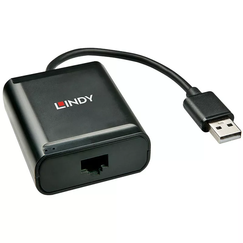 Lindy 60m 4 pieslēgvietu USB 2.0 Cat.6 paplašinātājs, USB 2.0, RJ-45, USB 2.0, melns, metāls, 52 mm, 60 mm