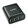 Lindy 60m 4 pieslēgvietu USB 2.0 Cat.6 paplašinātājs, USB 2.0, RJ-45, USB 2.0, melns, metāls, 52 mm, 60 mm