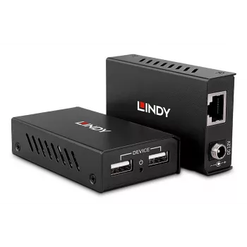 Lindy 100m 2 Portu USB 2.0 Cat. 6 paplašinātājs, AV raidītājs un uztvērējs, 100 m, vadu, melns