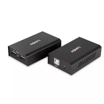 Lindy 100m 2 Portu USB 2.0 Cat. 6 paplašinātājs, AV raidītājs un uztvērējs, 100 m, vadu, melns