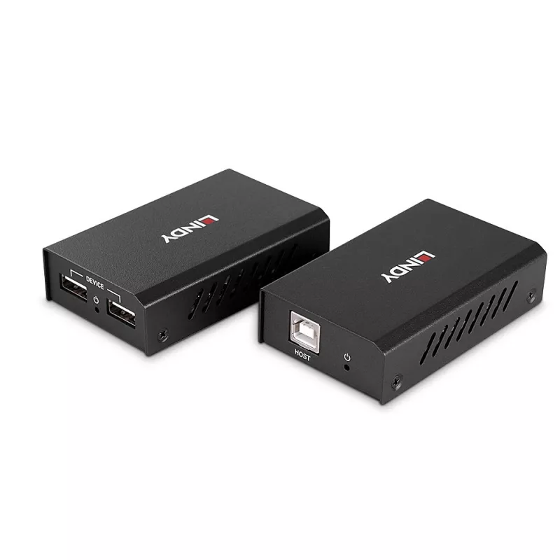 Lindy 100m 2 Portu USB 2.0 Cat. 6 paplašinātājs, AV raidītājs un uztvērējs, 100 m, vadu, melns