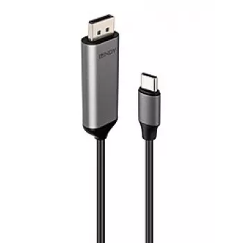 Lindy 43503 video kabeļa adapteris 1 m USB Type-C DisplayPort pelēks