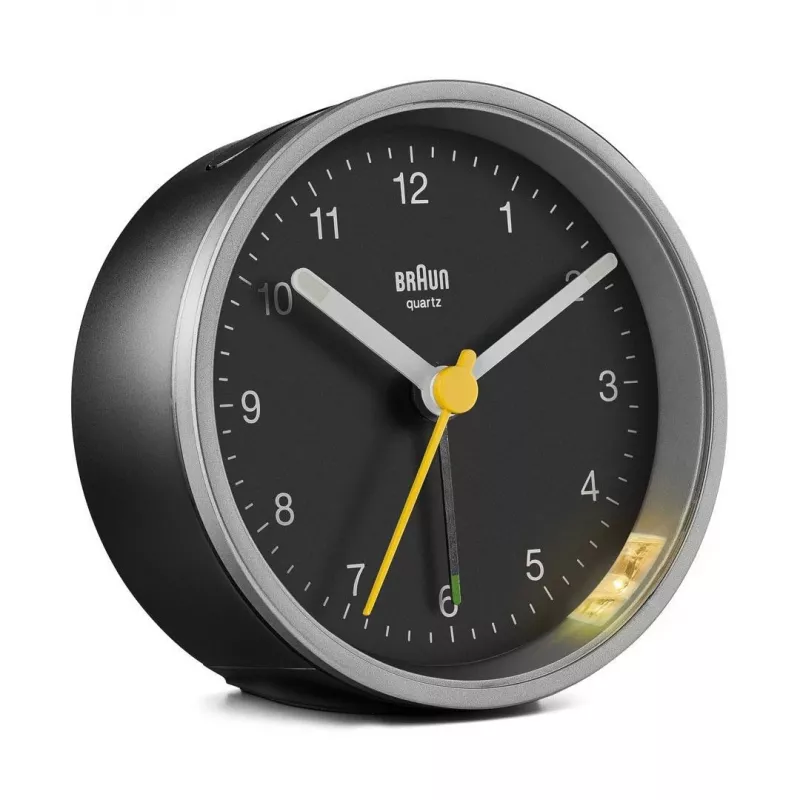 Braun BC12SB kvarca modinātājpulkstenis melns, sudraba krāsā
