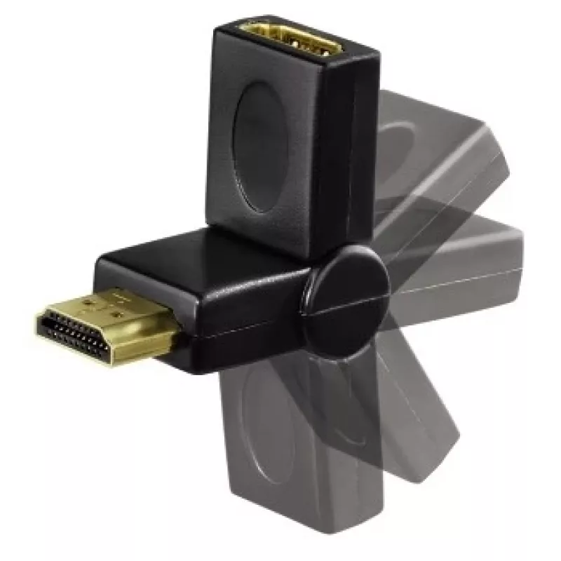 Hama Compact Adapter HDMI savienotājs - HDMI ligzda, grozāms, melns