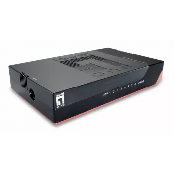 LevelOne 8 portu gigabitu slēdzis, nepārvaldāms, Gigabit Ethernet (10/100/1000), pilnduplekss, piestiprināms pie sienas