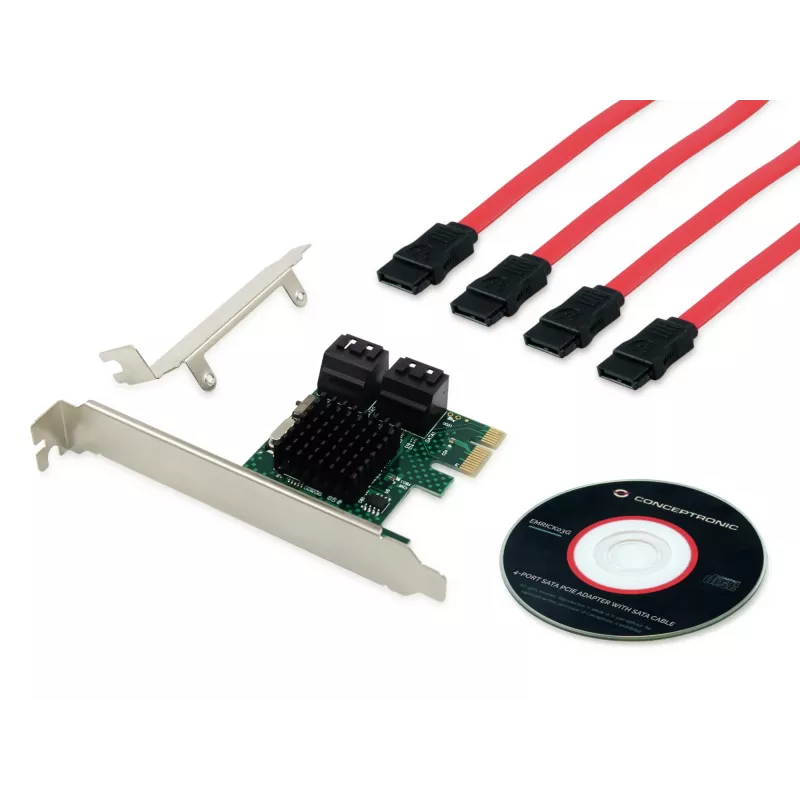 Conceptronic EMRICK 4 portu SATA PCIe adapteris ar SATA kabeli