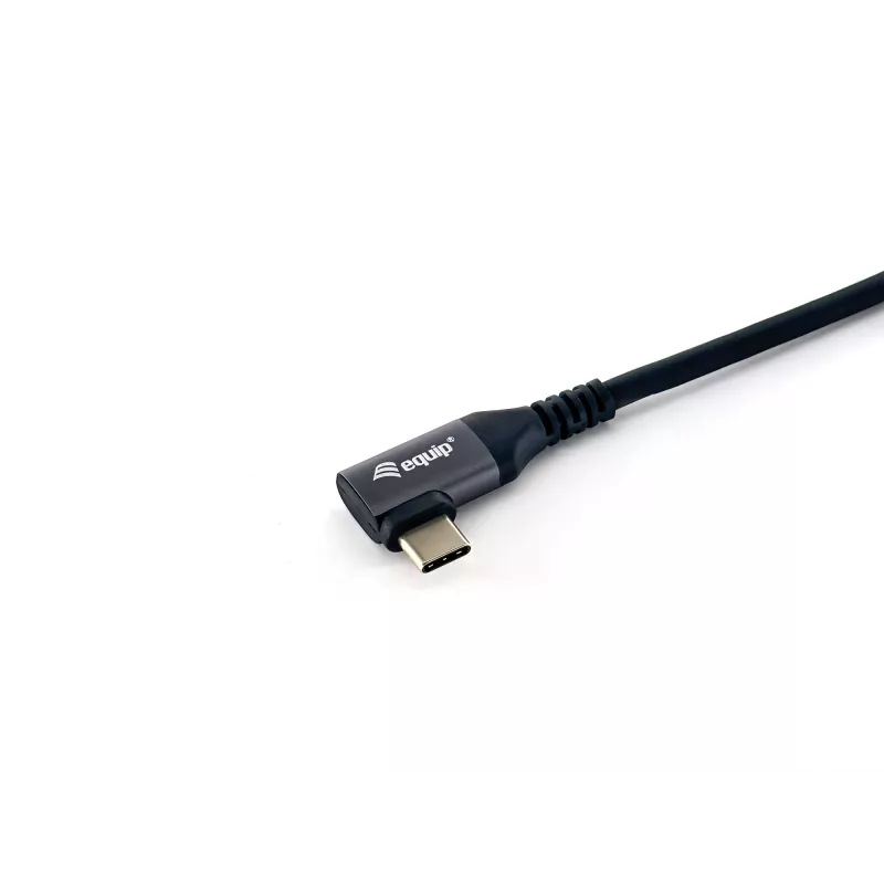 Equip USB 2.0 C to C 90° leņķa kabelis, M/M, 2,0m, 100W ar Emark mikroshēmojumu